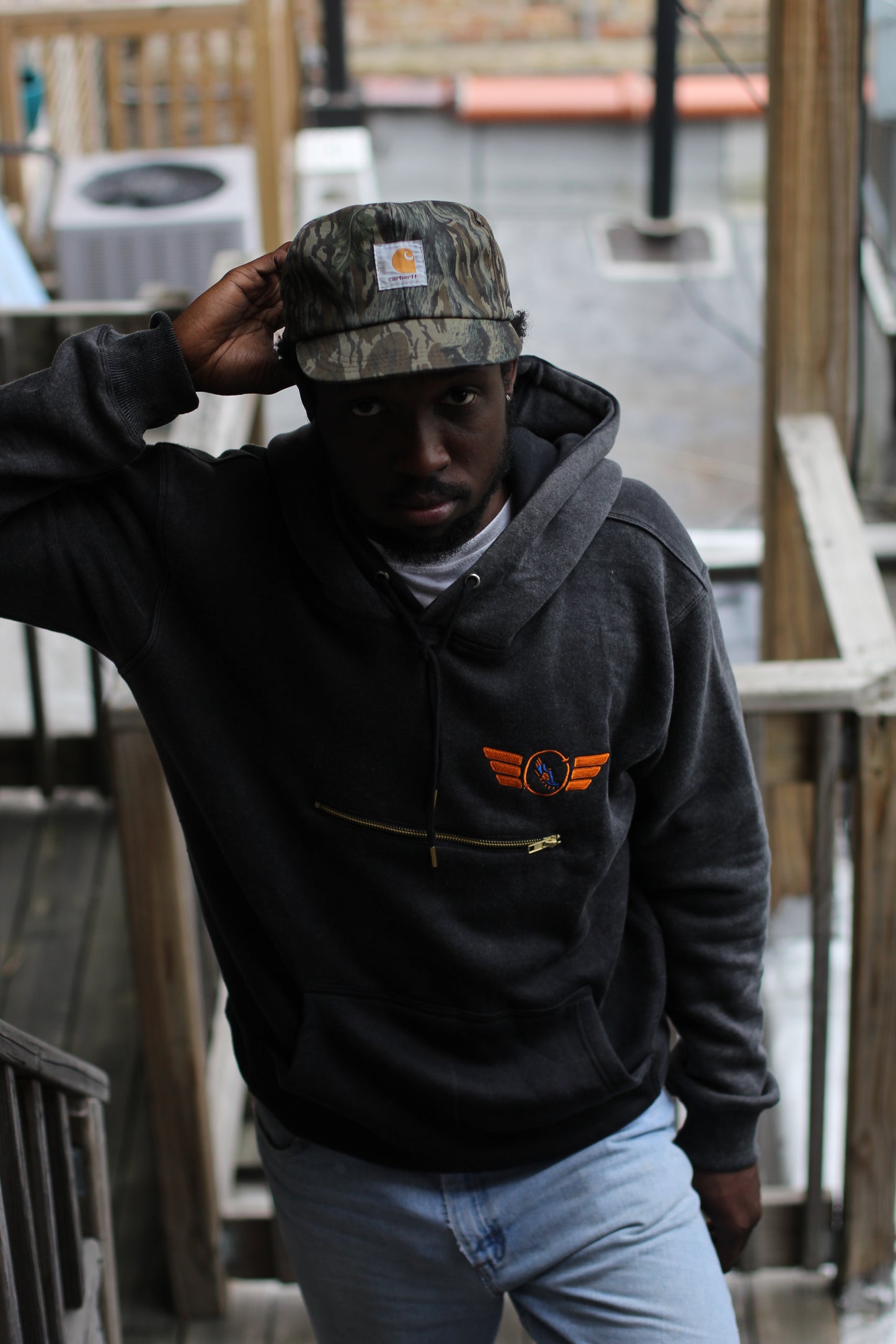 Black CaptainComeback Acid Wash Hoodie