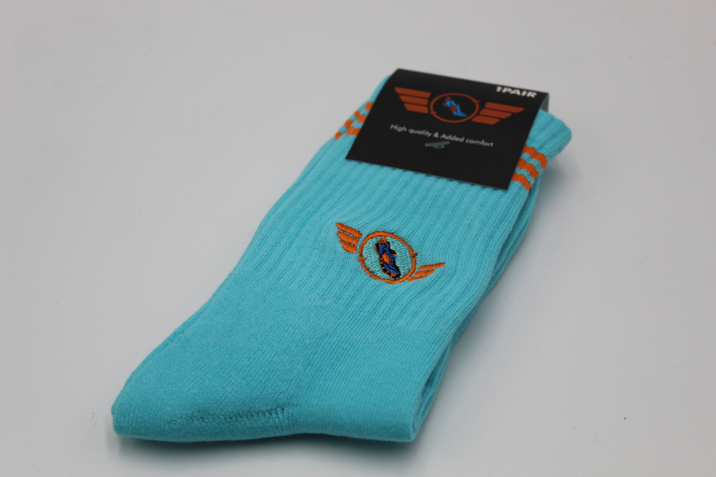 Light Blue Turquoise Captain Comeback Medium Length Socks(2.0)