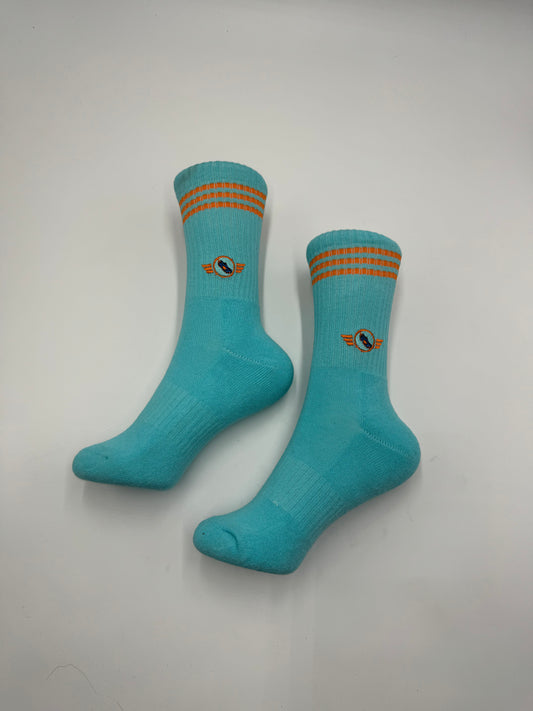 Light Blue Turquoise Captain Comeback Medium Length Socks(2.0)