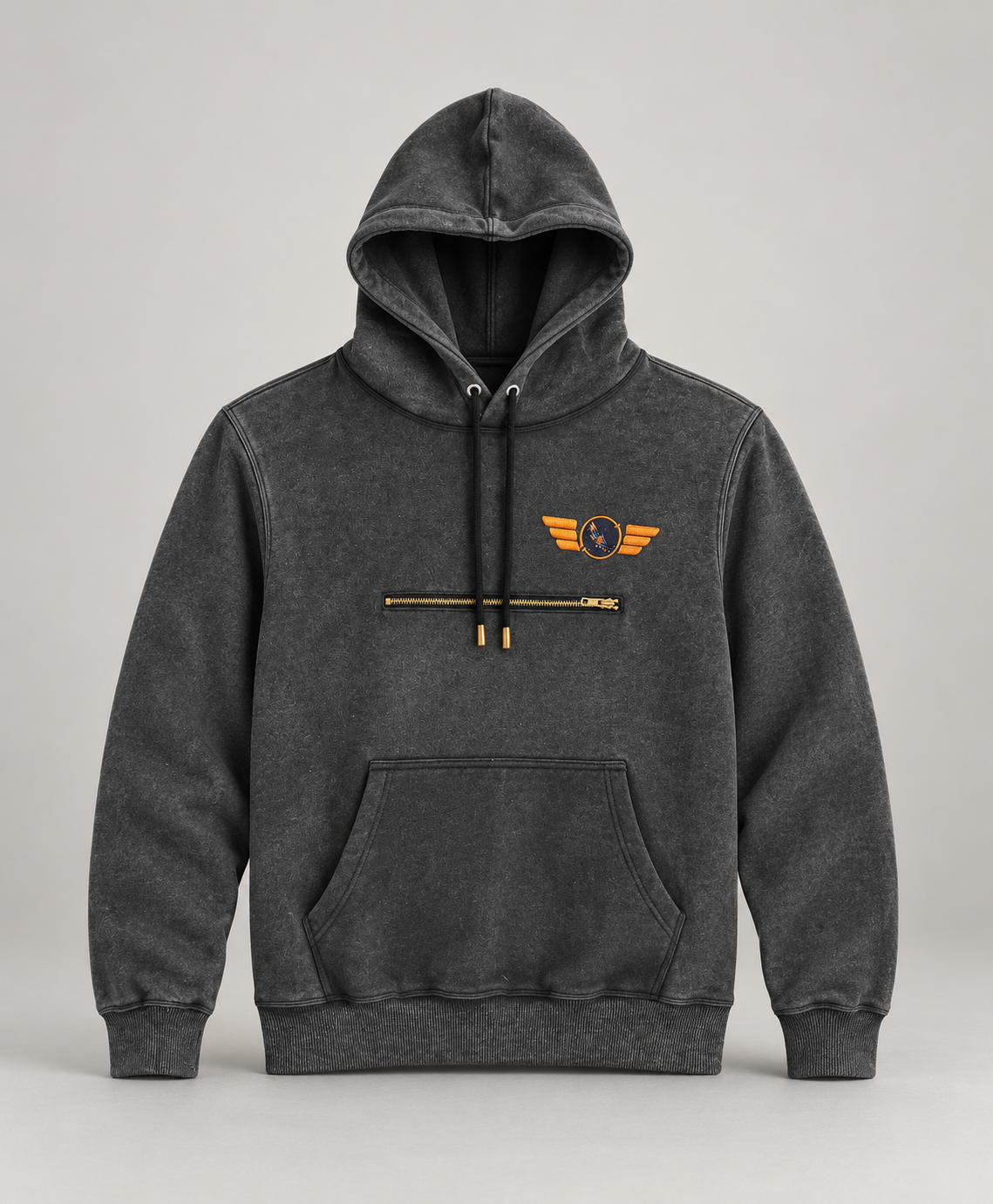 Black CaptainComeback Acid Wash Hoodie